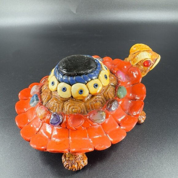 Vintage Mexican Turtle Figurine Resin With Stones Hand Crafted Figure Decor VTG - Picture 12 of 12